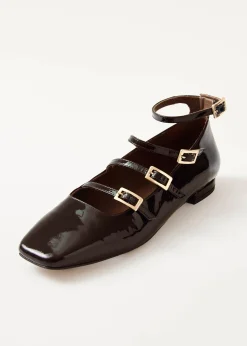 Luke Braune Mary Jane Ballerinas aus Lackleder