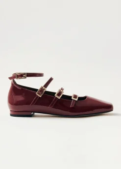 Luke Burgund Mary Jane Ballerinas aus Lackleder