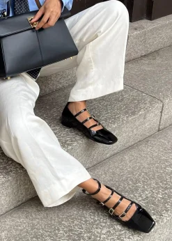 Luke Schwarze Mary Jane Ballerinas aus Lackleder