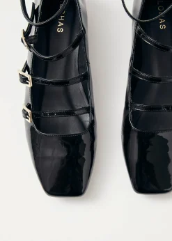 Luke Schwarze Mary Jane Ballerinas aus Lackleder