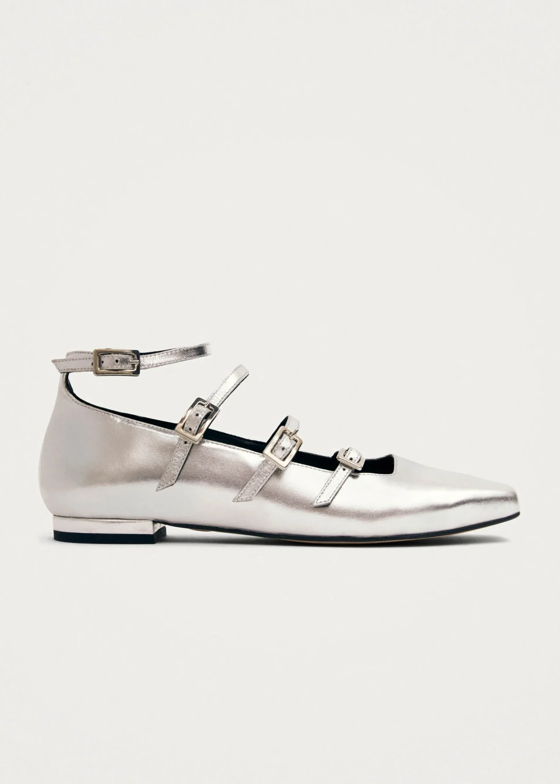 Luke Silberne Mary Jane Ballerinas aus Leder