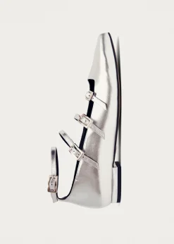 Luke Silberne Mary Jane Ballerinas aus Leder