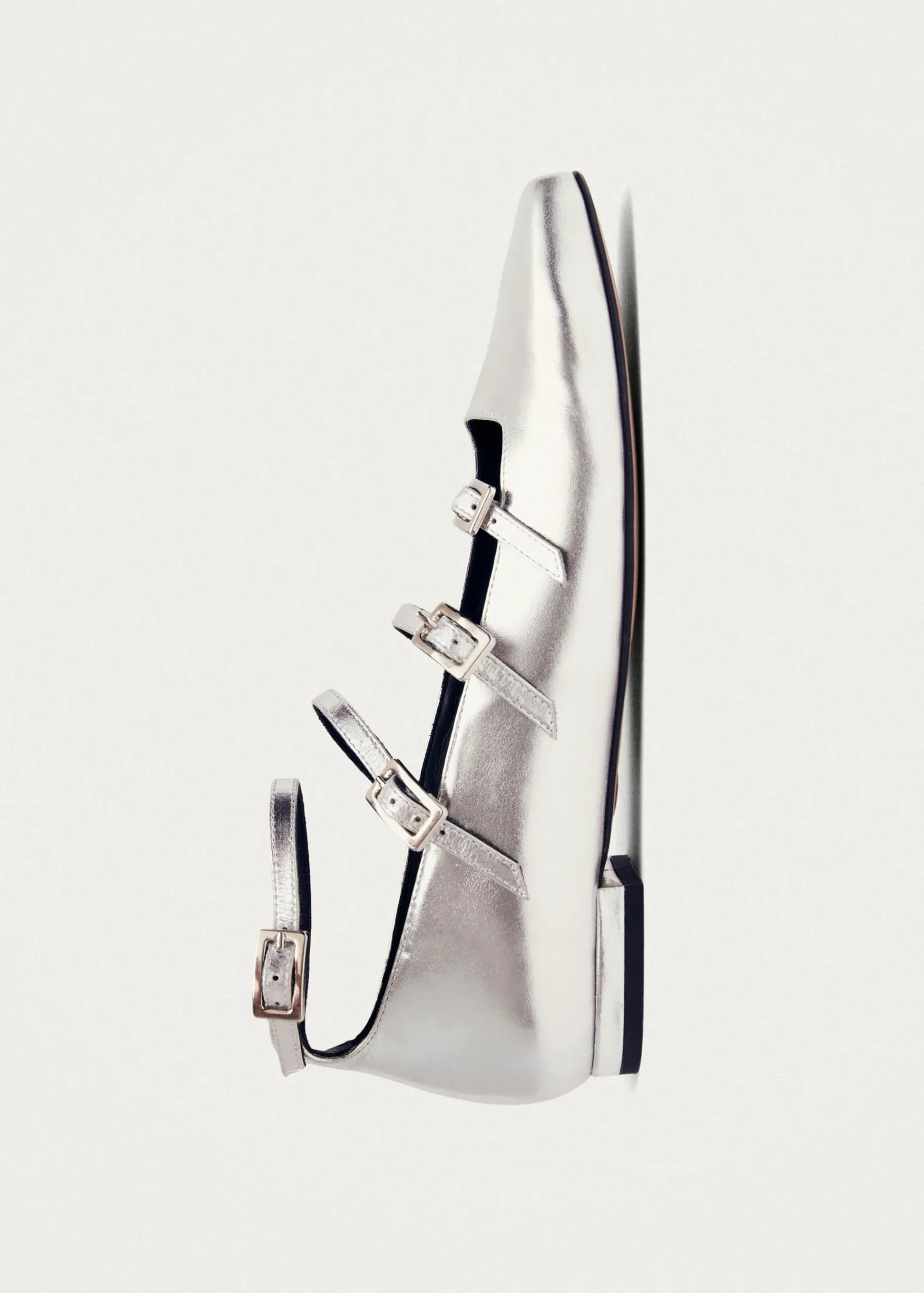 Luke Silberne Mary Jane Ballerinas aus Leder