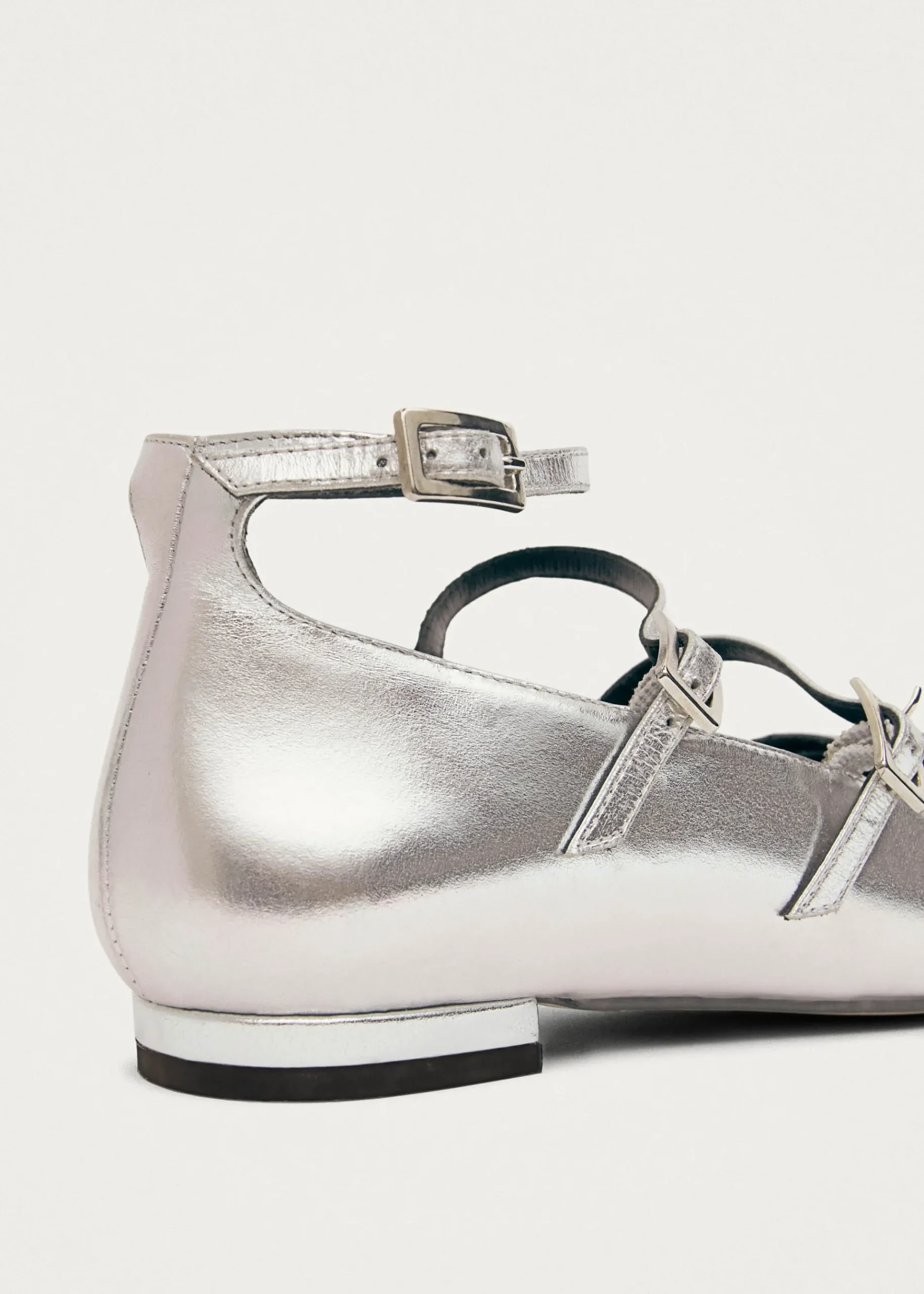 Luke Silberne Mary Jane Ballerinas aus Leder