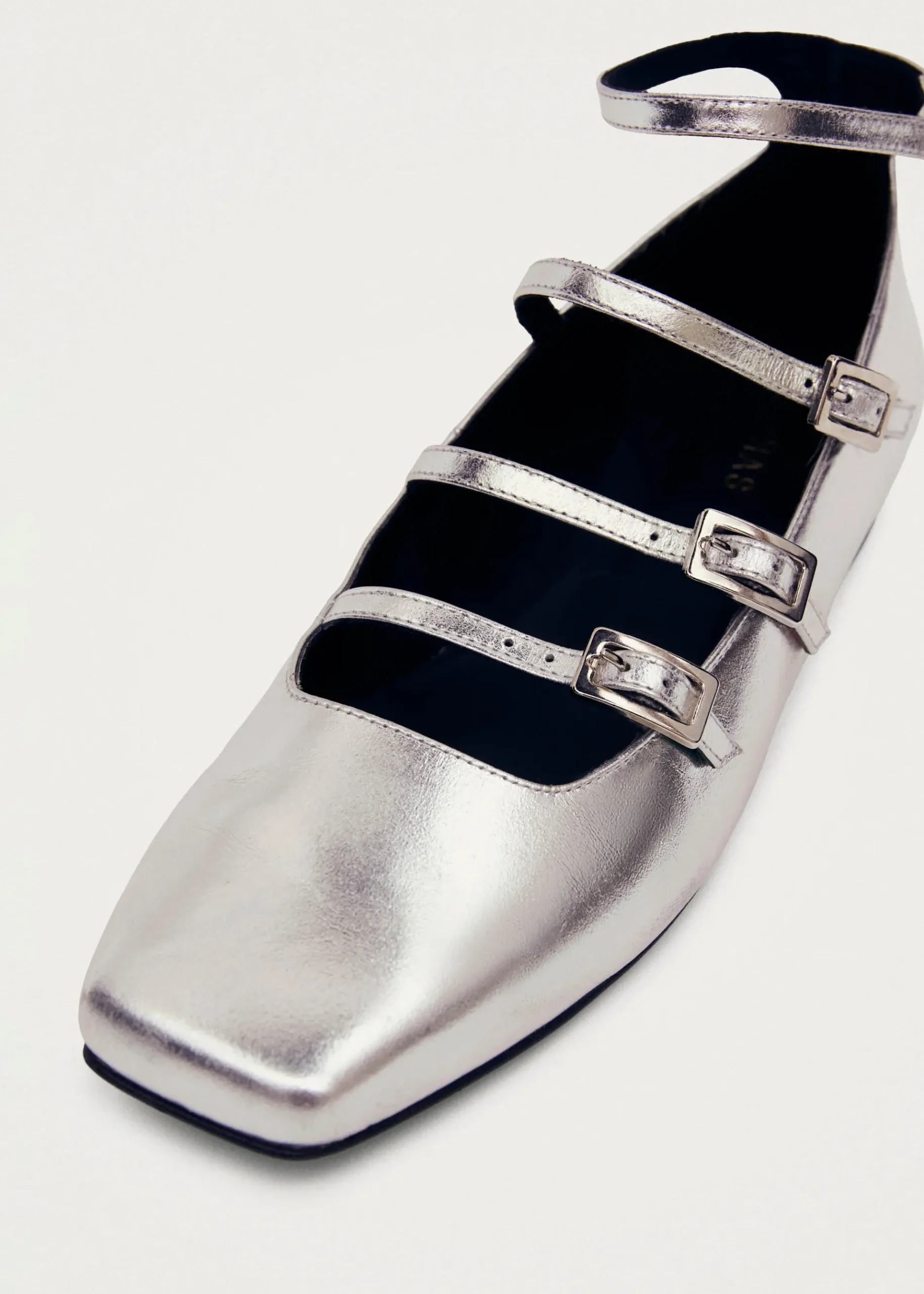 Luke Silberne Mary Jane Ballerinas aus Leder