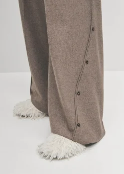 Maja Furry Cremefarbene Leder Pantoletten