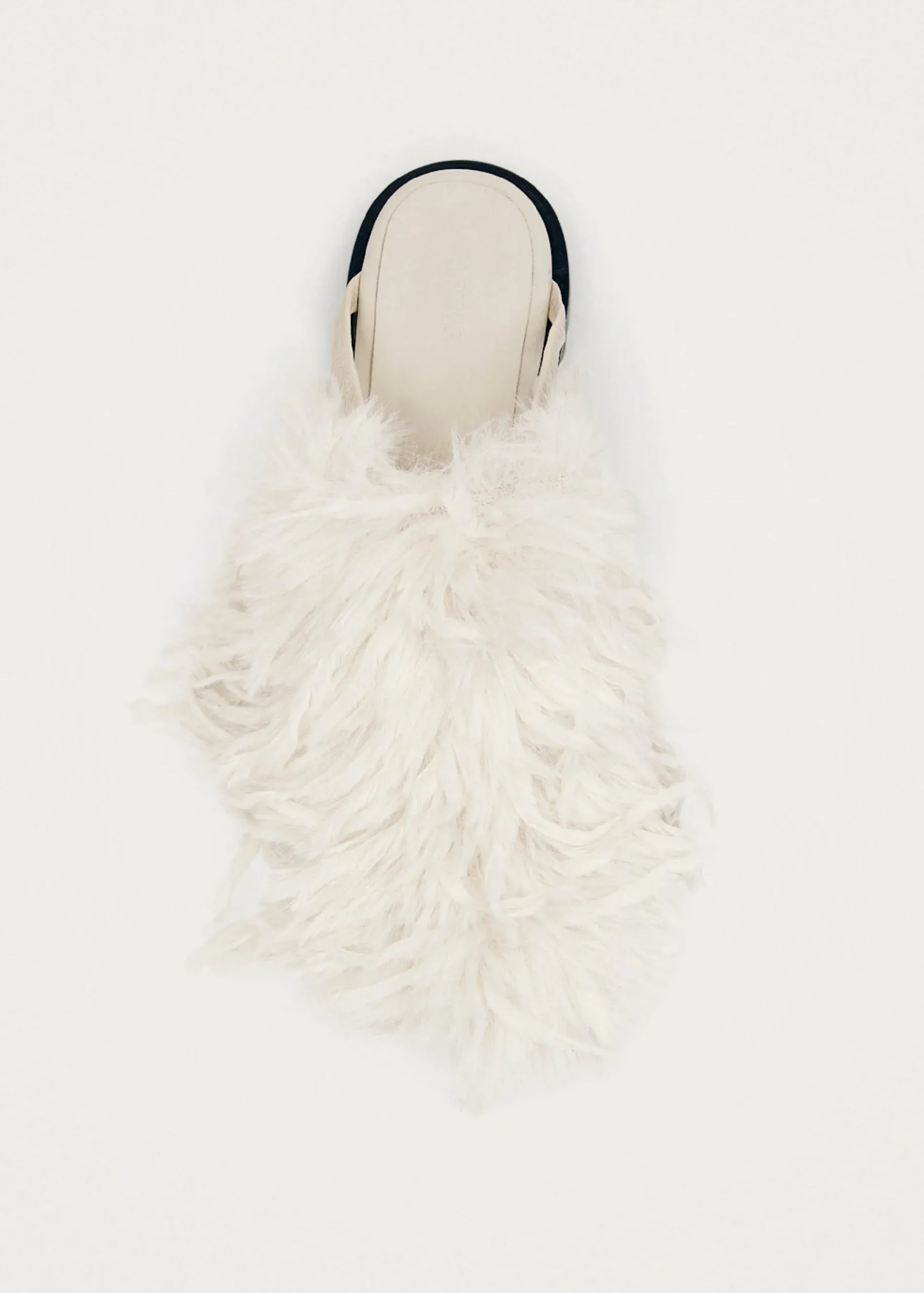 Maja Furry Cremefarbene Leder Pantoletten