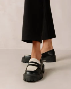 Mask Bicolor Black Vegan Leather Loafers