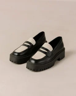 Mask Bicolor Black Vegan Leather Loafers