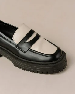 Mask Bicolor Black Vegan Leather Loafers