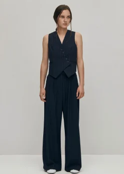 Megan Marineblaue Nadelstreifen-Hose
