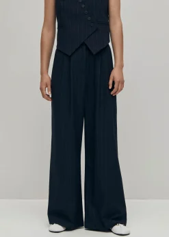 Megan Marineblaue Nadelstreifen-Hose