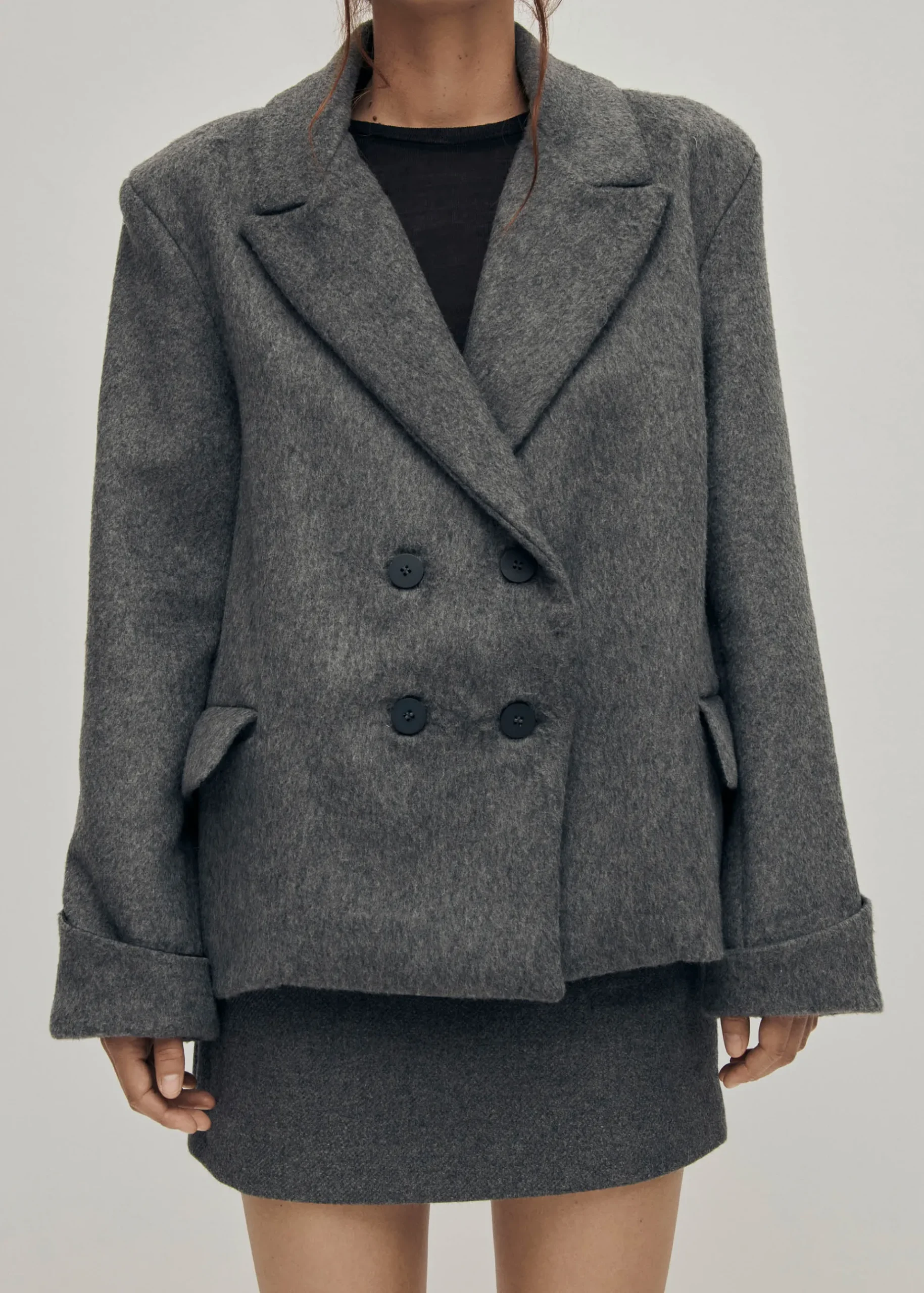 Mei Grauer Wollblazer