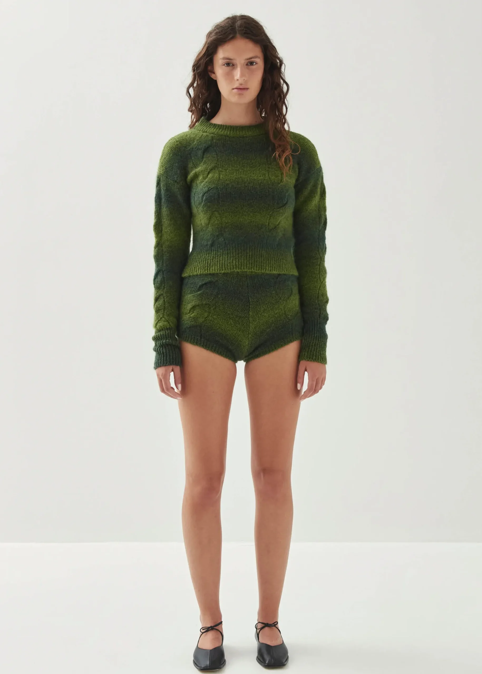 Monte Grüne Strick-Shorts