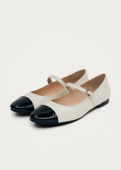 Musa Bicolor Black Cream Leather Ballet Flats