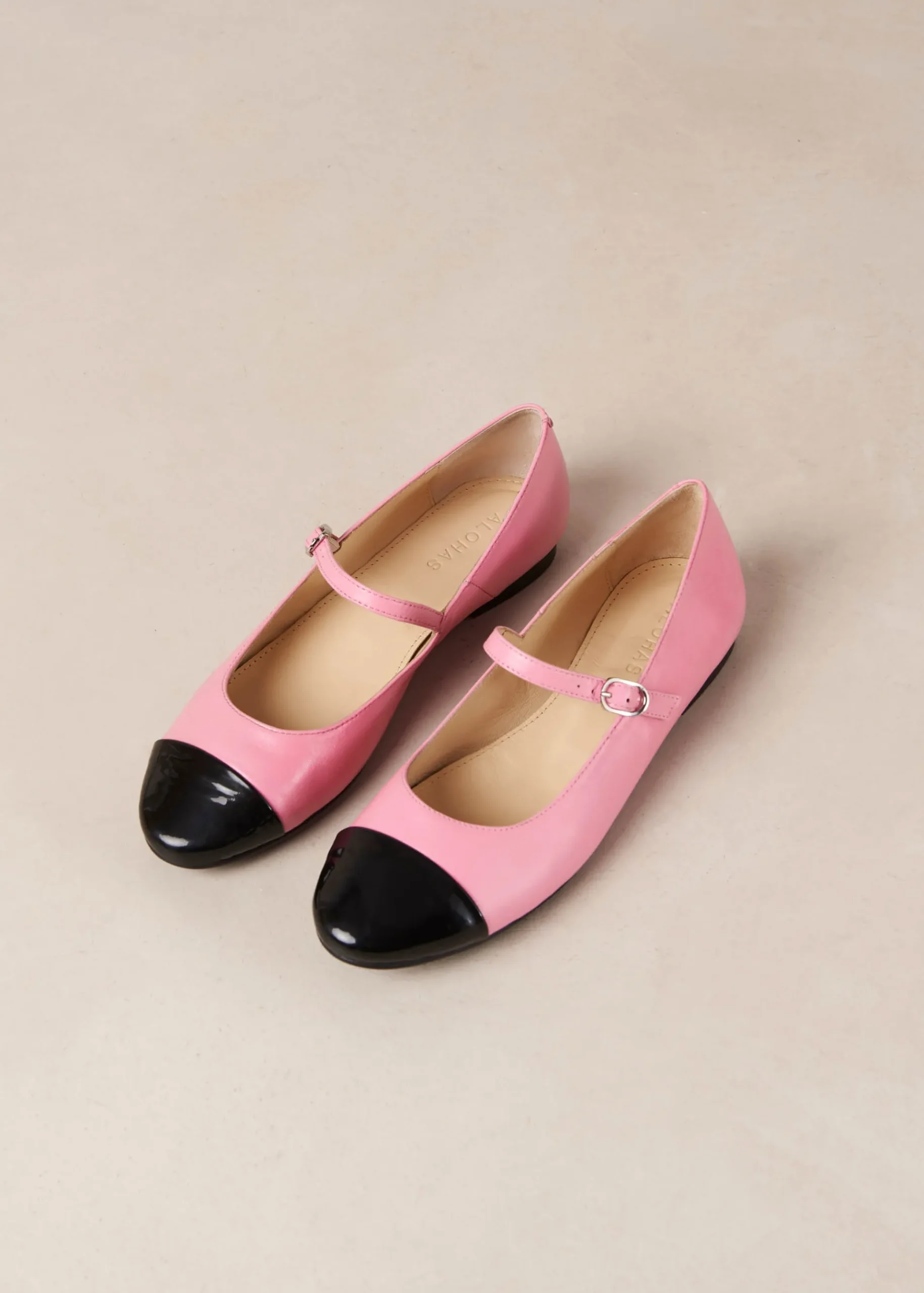 Musa Bicolor Black Pink Leather Ballet Flats