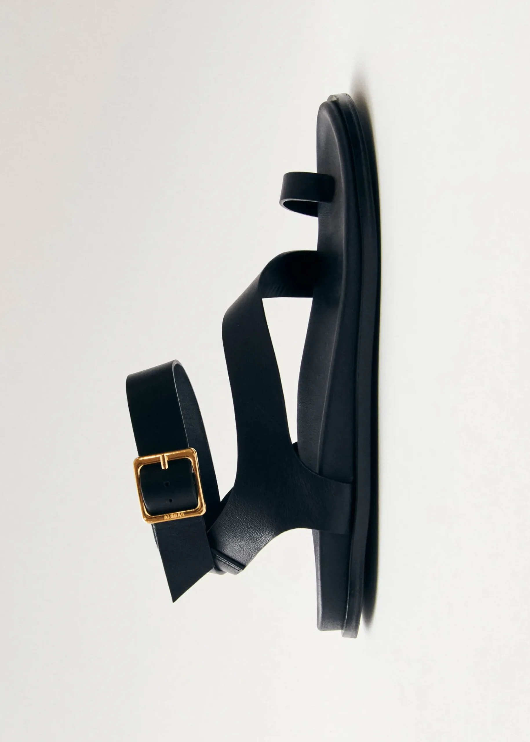 Myles Schwarze Ledersandalen