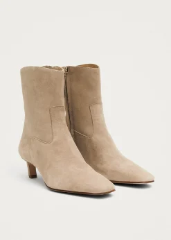 Nash Suede Beige Leather Ankle Boots