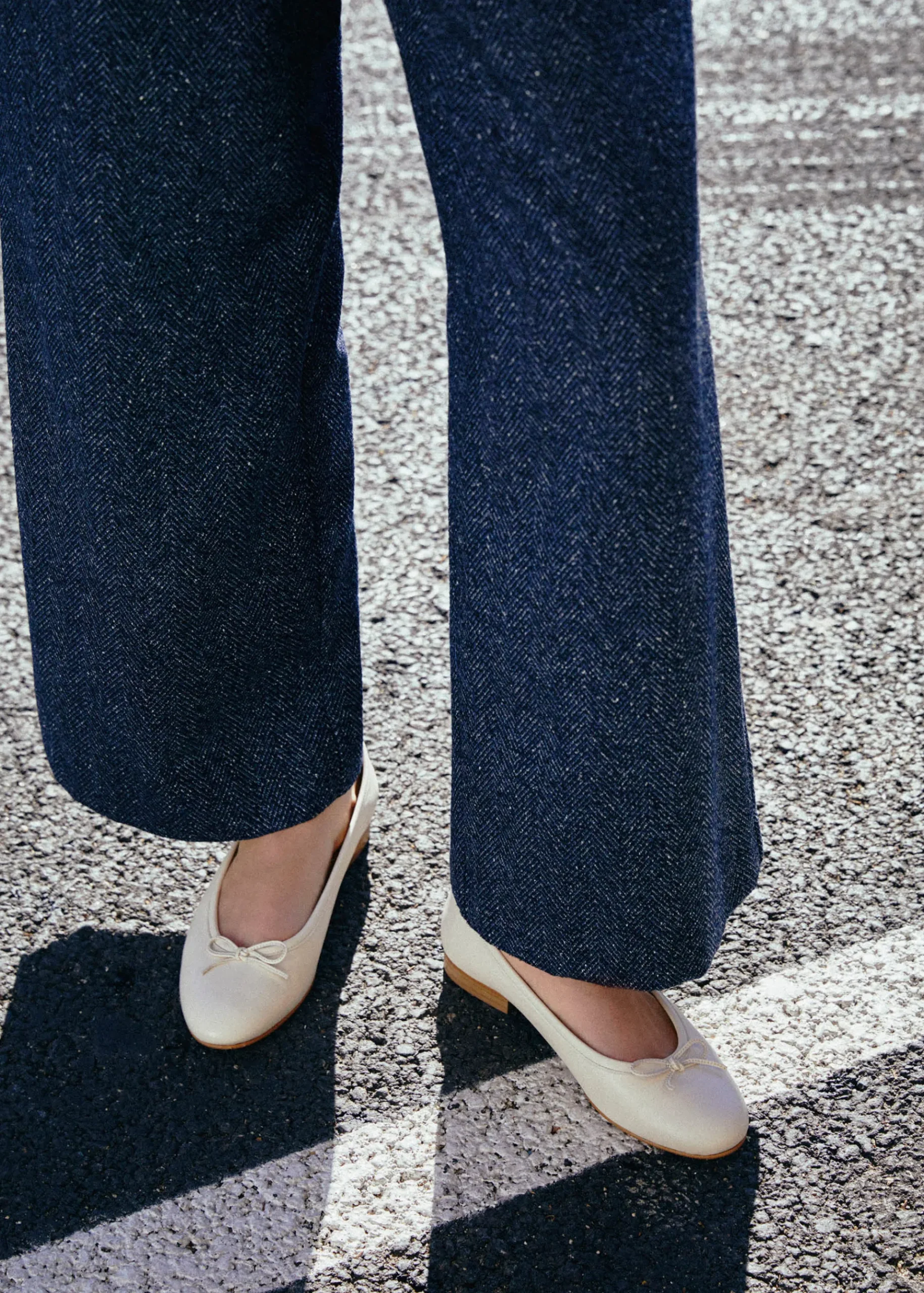 Oriana Cream Leather Ballet Flats