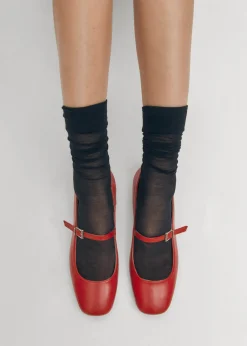 Por Do Sol Rote Leder-Ballerinas