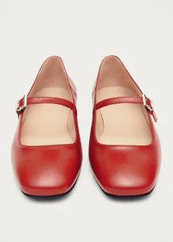 Por Do Sol Rote Leder-Ballerinas