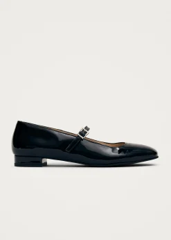 Por Do Sol Schwarze Lack-Ballerinas