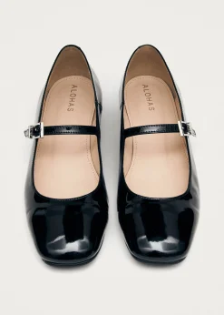 Por Do Sol Schwarze Lack-Ballerinas
