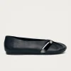 Ravena Black Leather Ballet Flats