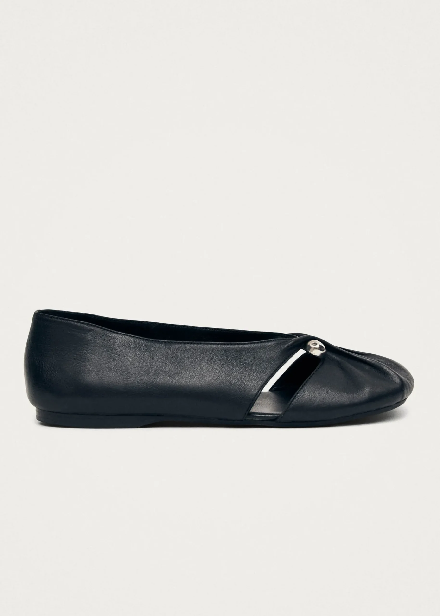 Ravena Black Leather Ballet Flats