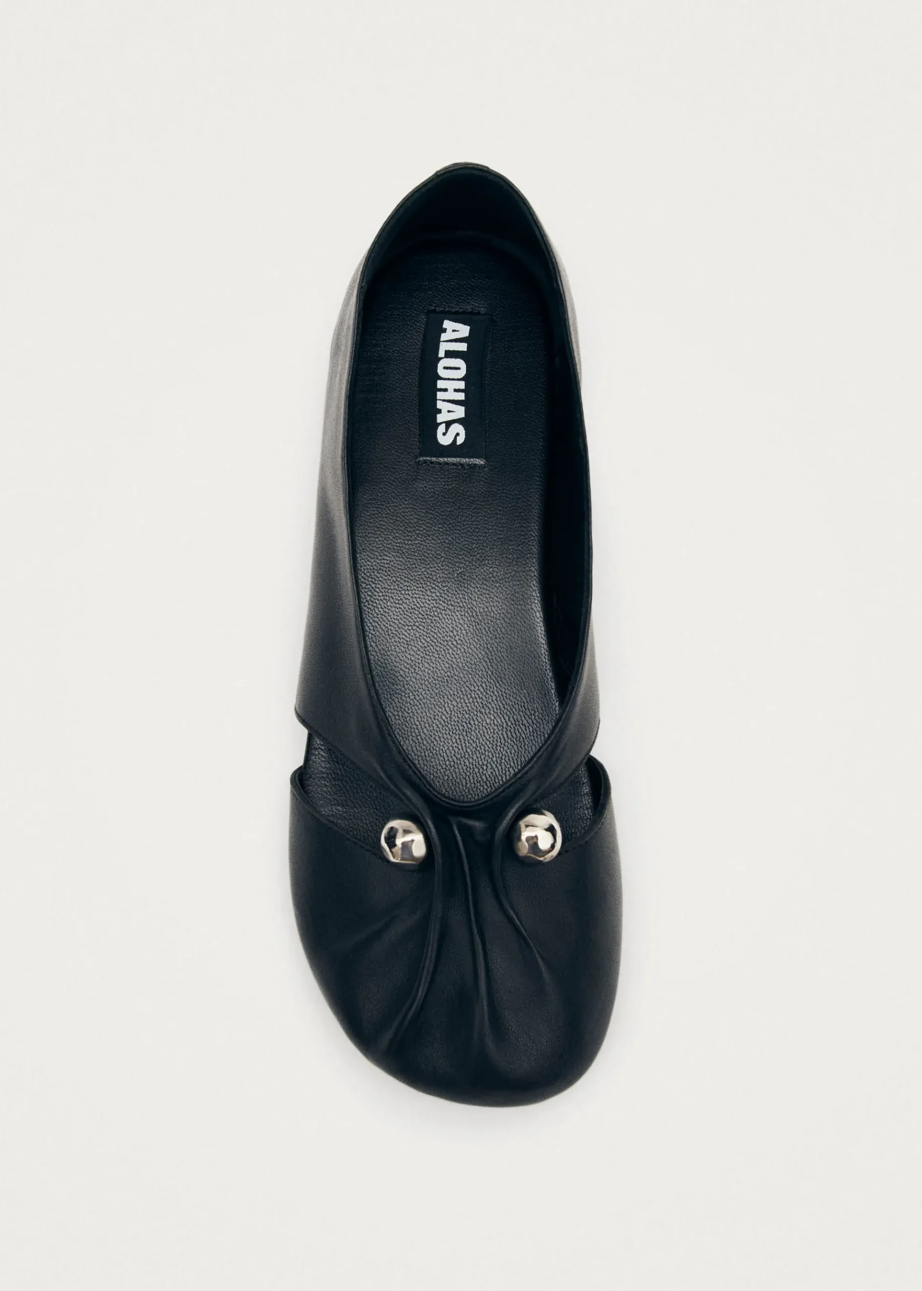 Ravena Black Leather Ballet Flats