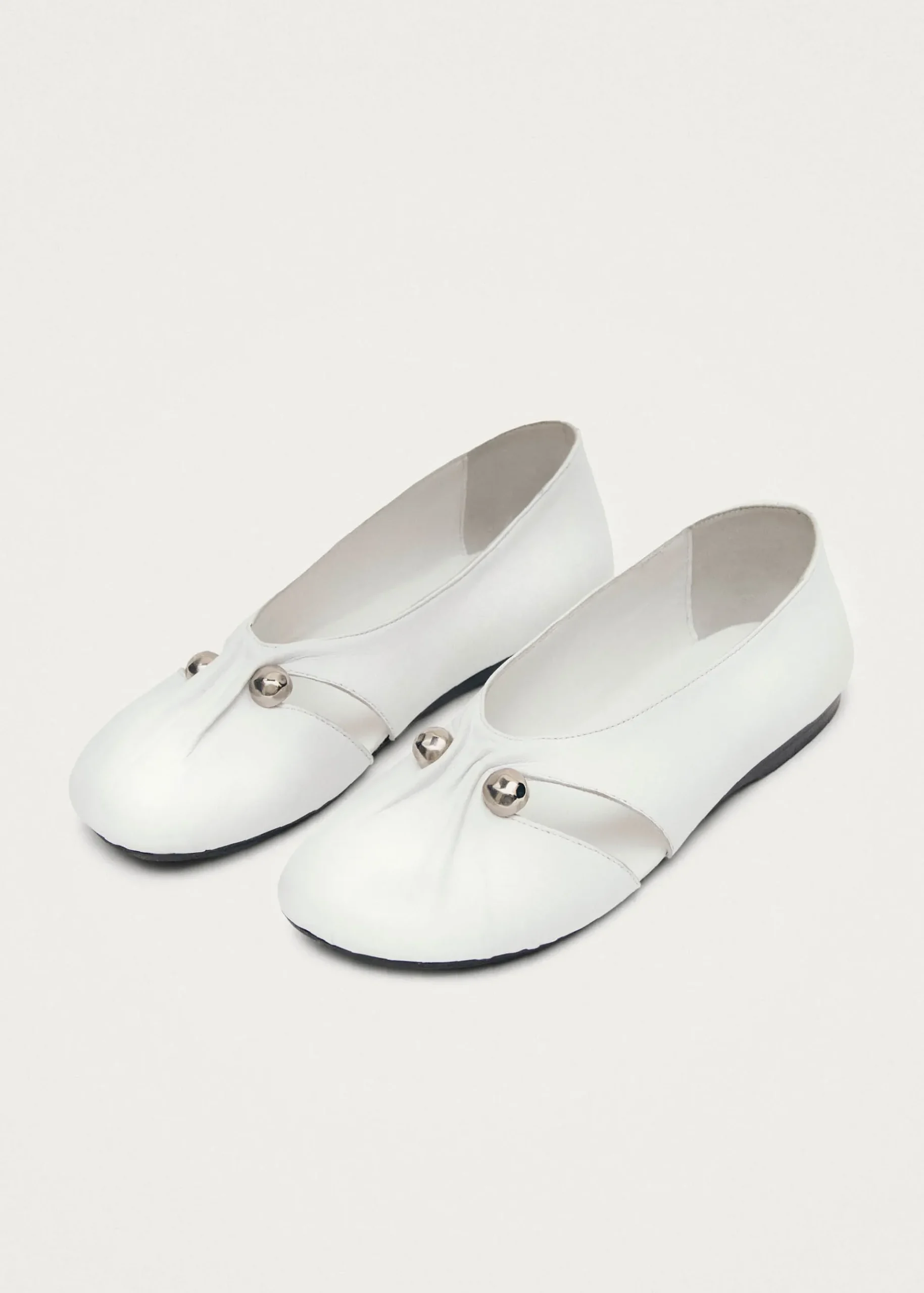 Ravena White Leather Ballet Flats