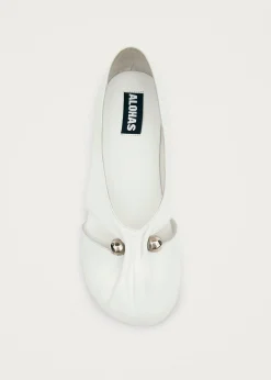Ravena White Leather Ballet Flats