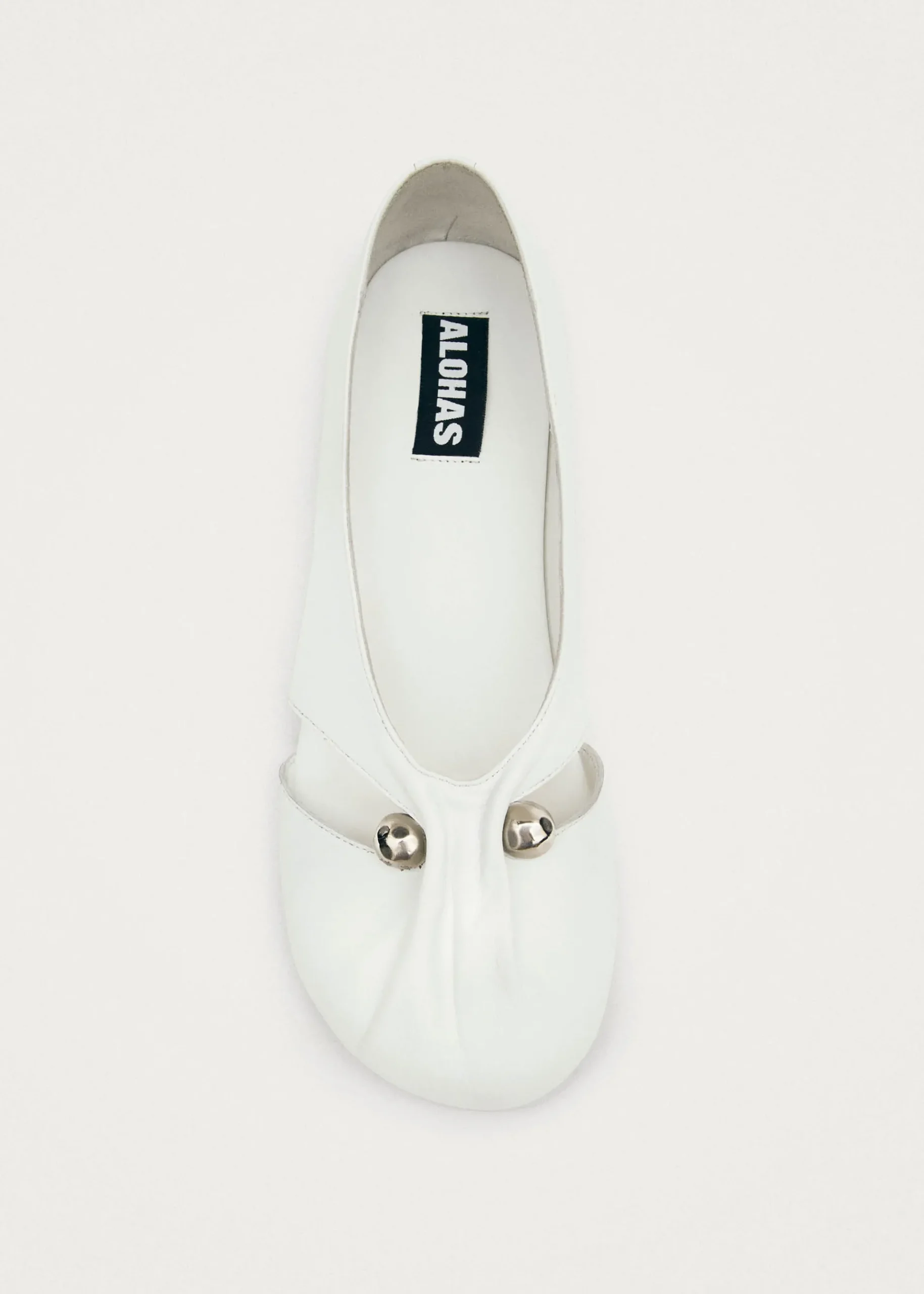 Ravena White Leather Ballet Flats