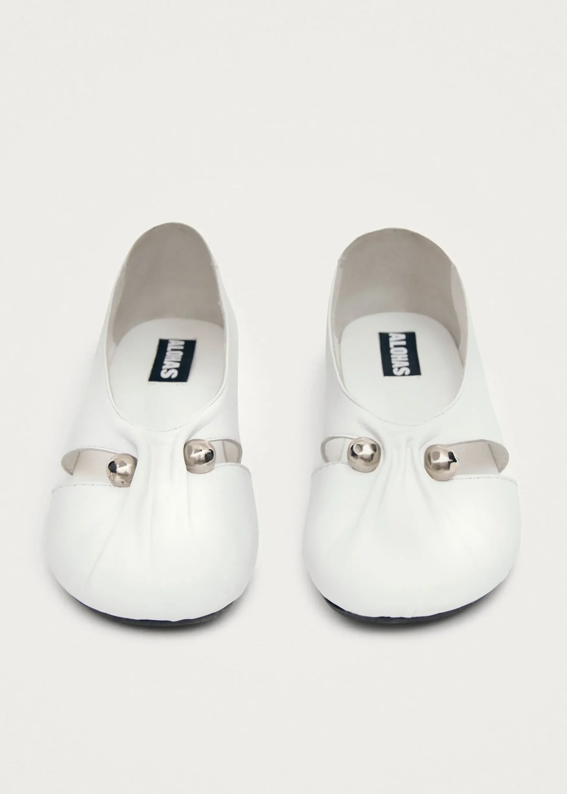 Ravena White Leather Ballet Flats