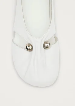Ravena White Leather Ballet Flats