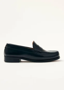 Rivet Schwarze Leder-Slipper