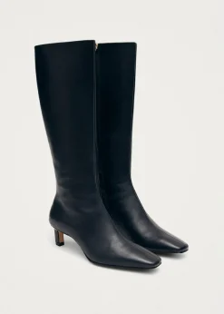 Rory Schwarze kniehohe Stiefel aus Leder