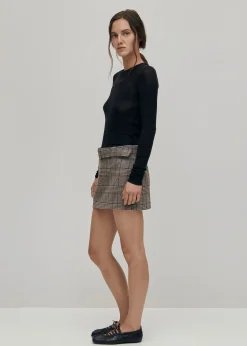 Shibuya Checks Brown Skirt