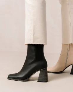 South Bicolor Corn Stone Beige Black Vegan Leather Ankle Boots