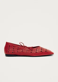 Sway Slit Rote Leder-Ballerinas