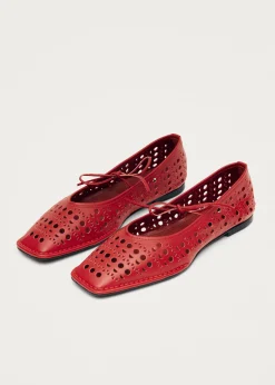 Sway Slit Rote Leder-Ballerinas