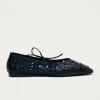 Sway Slit Schwarze Leder-Ballerinas