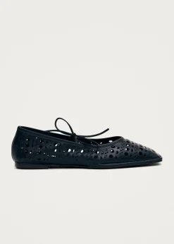Sway Slit Schwarze Leder-Ballerinas