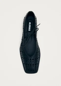Sway Slit Schwarze Leder-Ballerinas