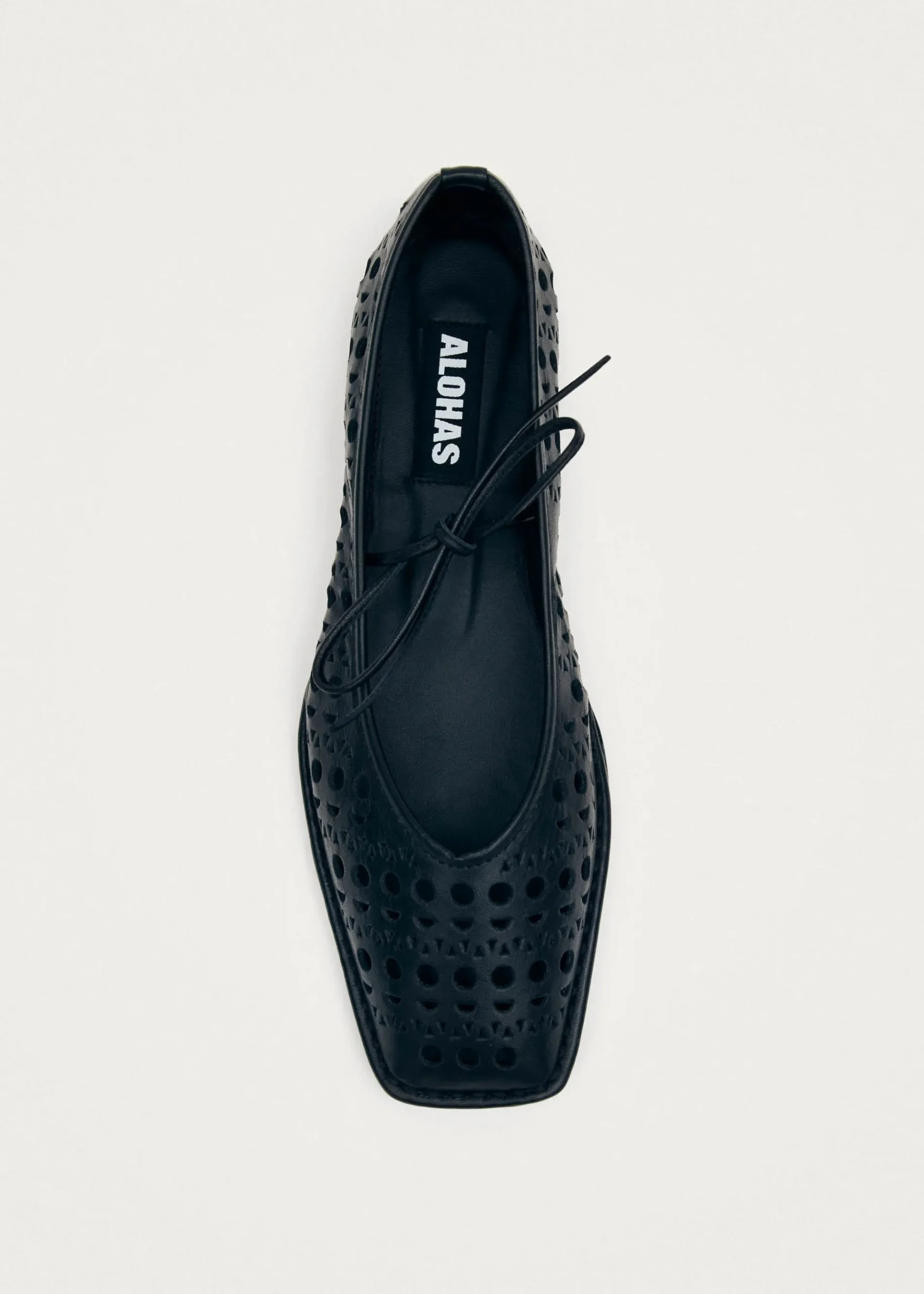 Sway Slit Schwarze Leder-Ballerinas
