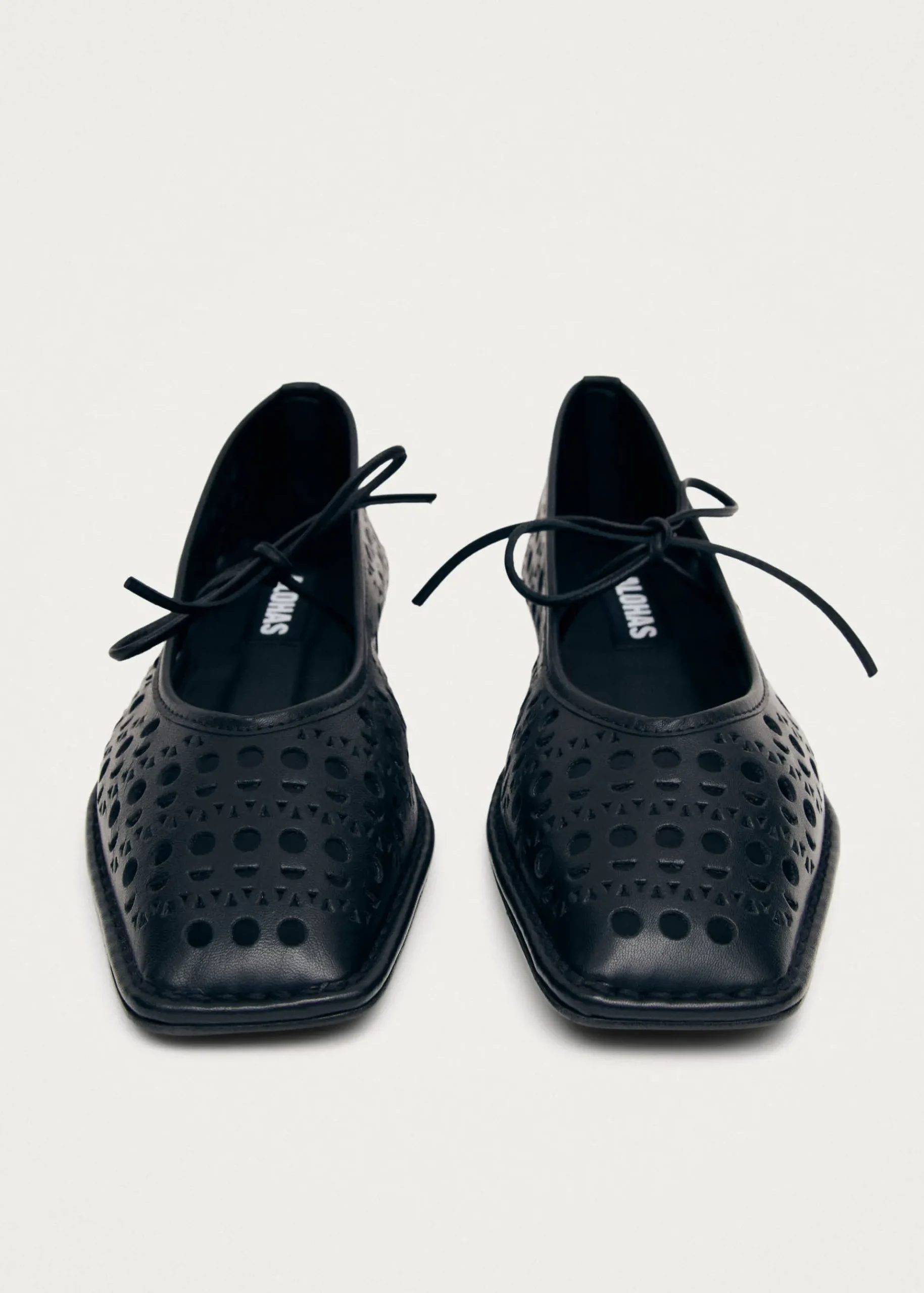 Sway Slit Schwarze Leder-Ballerinas