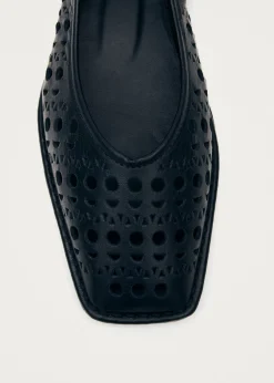 Sway Slit Schwarze Leder-Ballerinas