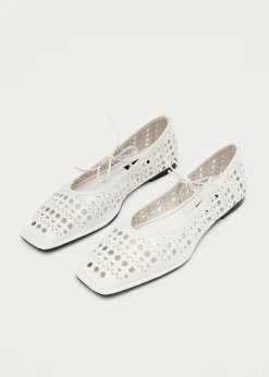 Sway Slit Weiße Leder Ballerinas