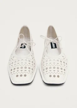 Sway Slit Weiße Leder Ballerinas