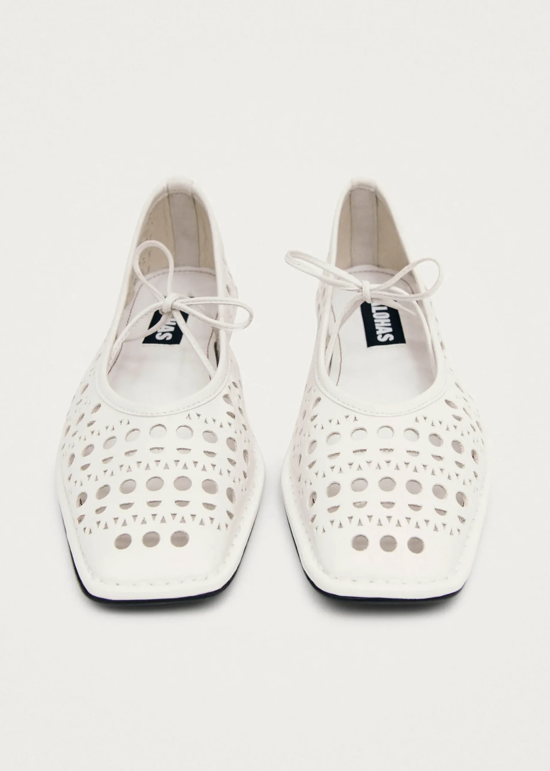 Sway Slit Weiße Leder Ballerinas